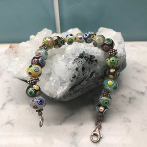 NEW Handmade beaded glass bracelet Sterling